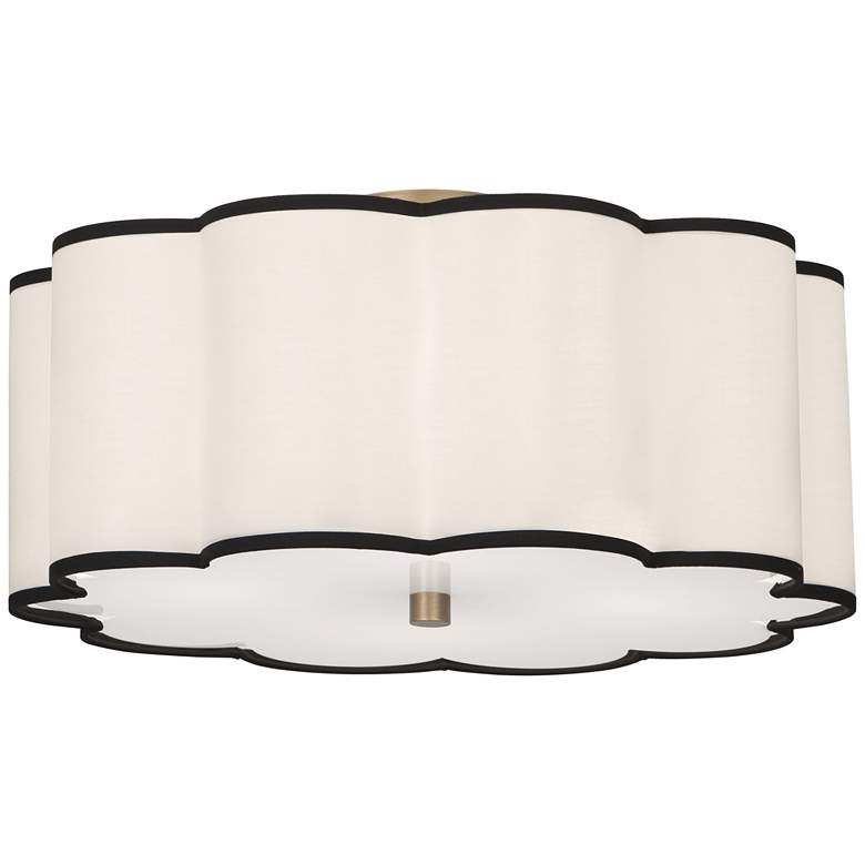 Image 1 Axis 20 inch Flushmout white scalloped shade with black accent trim
