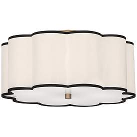 Image1 of Axis 20" Flushmout white scalloped shade with black accent trim