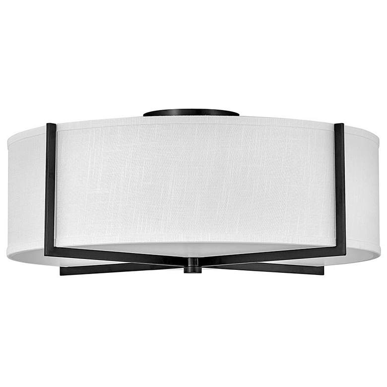 Image 1 Axis 25 1/2" Wide Black Ceiling Light with Off-White Shade