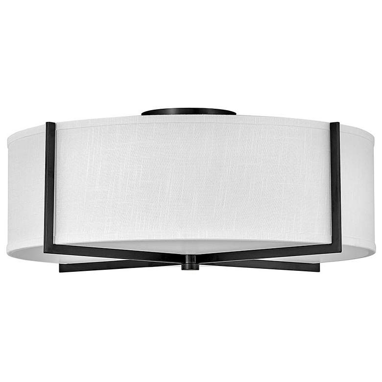 Image 1 Axis 25 1/2" Wide Black Ceiling Light with Off-White Shade