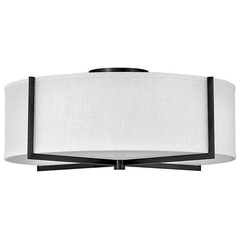 Image 1 Axis 25 1/2 inch Wide Black Ceiling Light with Off-White Shade