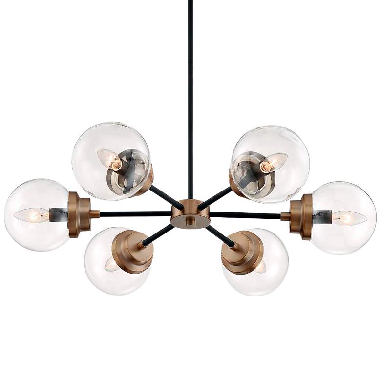 Image 2 Axis 29 3/4" Wide Matte Black and Brass 6-Light Chandelier