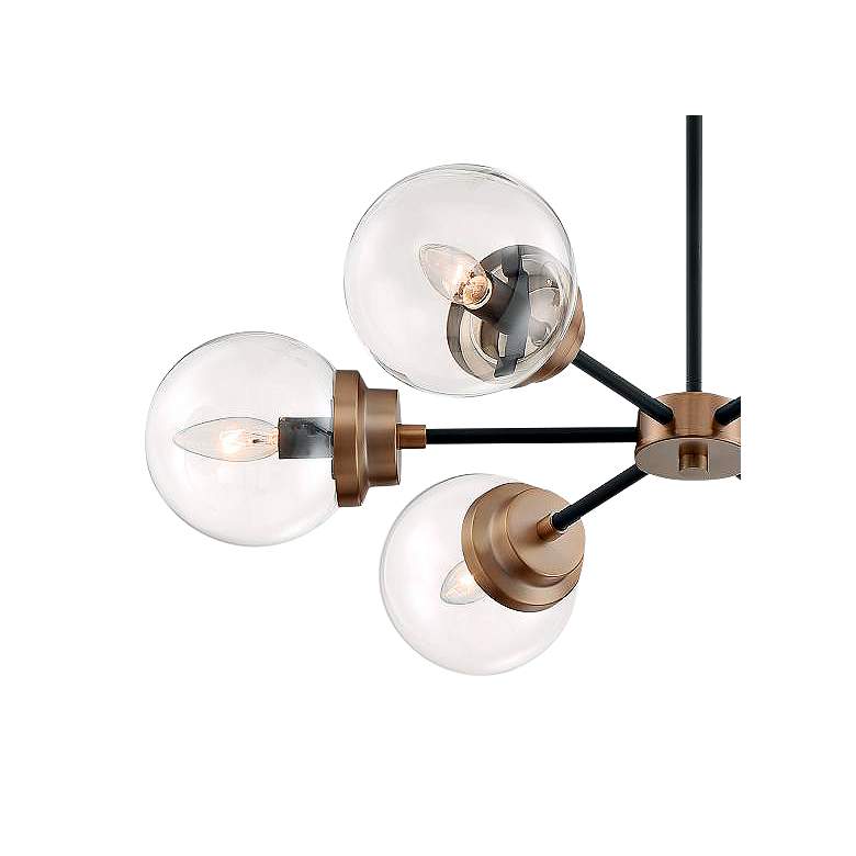 Image 3 Axis 29 3/4" Wide Matte Black and Brass 6-Light Chandelier more views