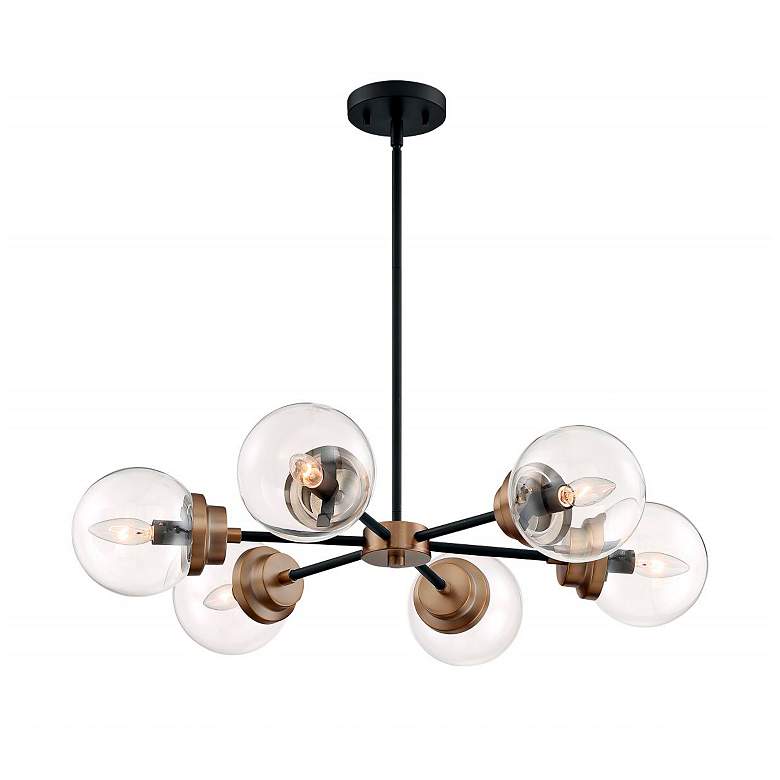 Image 4 Axis 29 3/4" Wide Matte Black and Brass 6-Light Chandelier more views