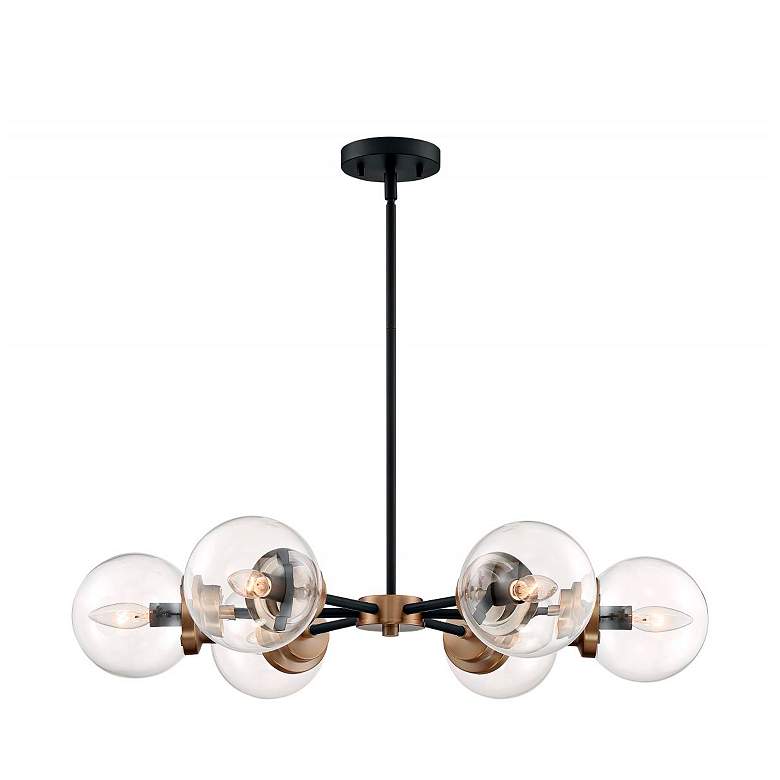 Image 6 Axis 29 3/4" Wide Matte Black and Brass 6-Light Chandelier more views