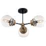 Axis; 3 Light; Semi-Flush Fixture; Matte Black Finish with Brass Accents