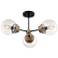 Axis; 3 Light; Semi-Flush Fixture; Matte Black Finish with Brass Accents