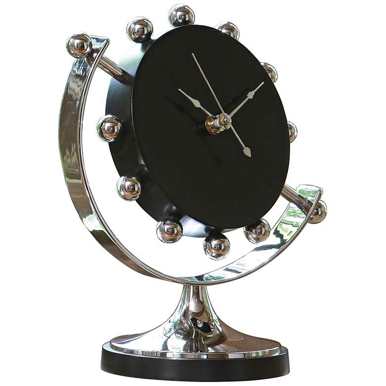 Image 1 Axis Nickel Plated 9 inch High Tabletop Clock