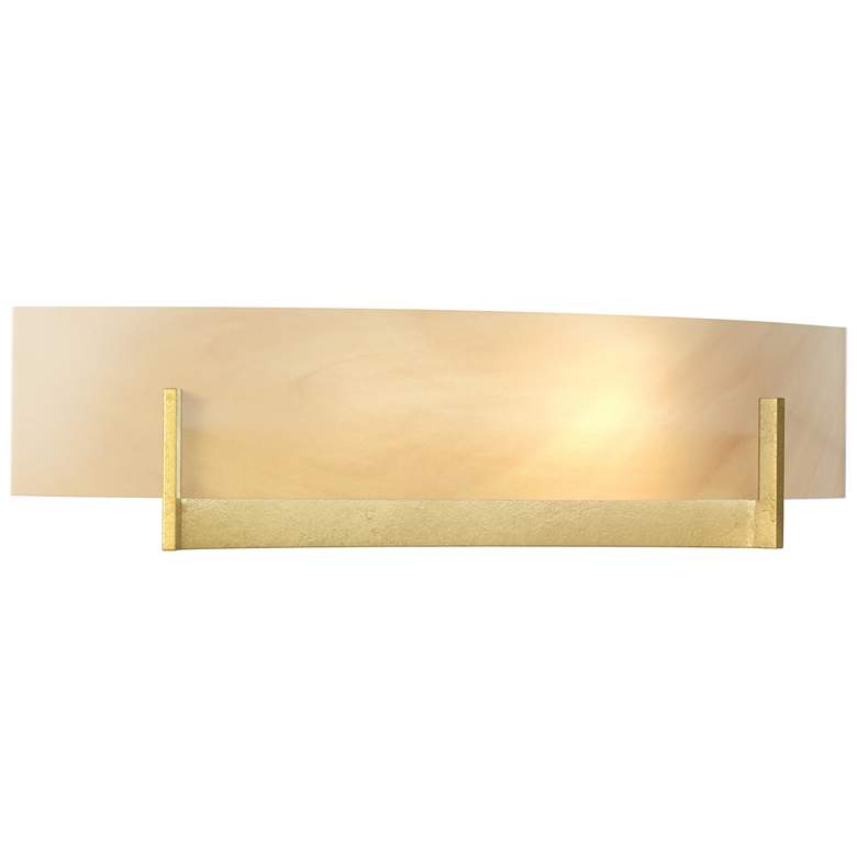 Image 1 Axis Sconce - Modern Brass - Amber Swirl Glass