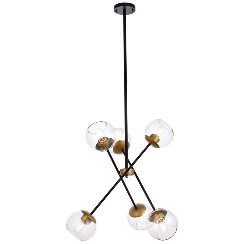Image 1 Axl 24 inch Pendant In Black And Brass With Clear Shade