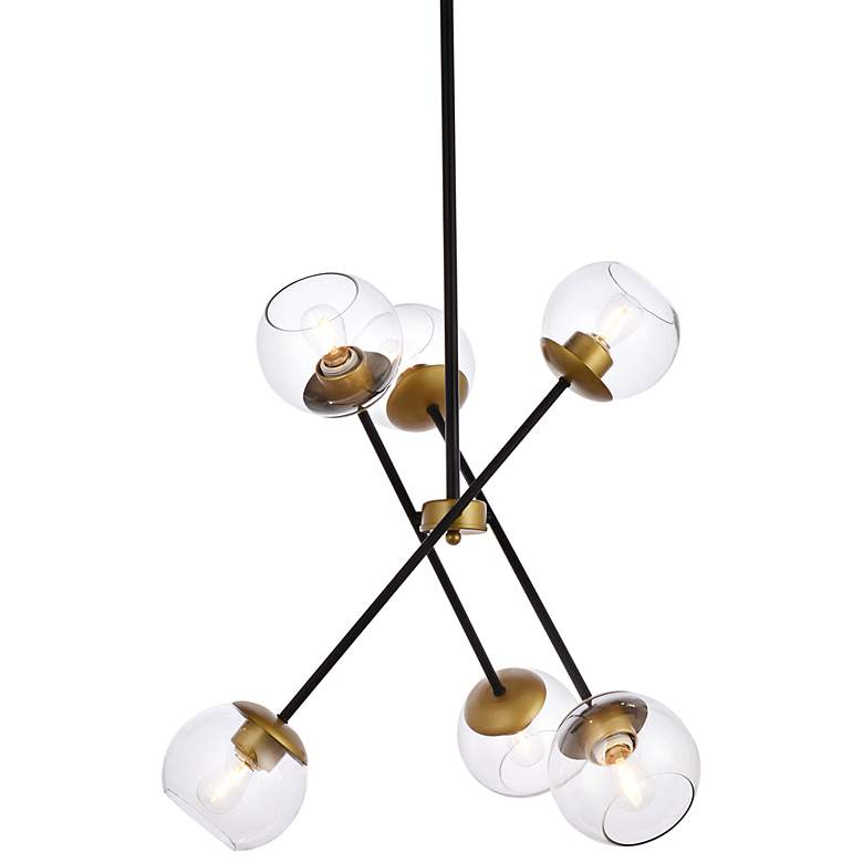 Image 1 Axl 24 inch Pendant In Black And Brass With Clear Shade