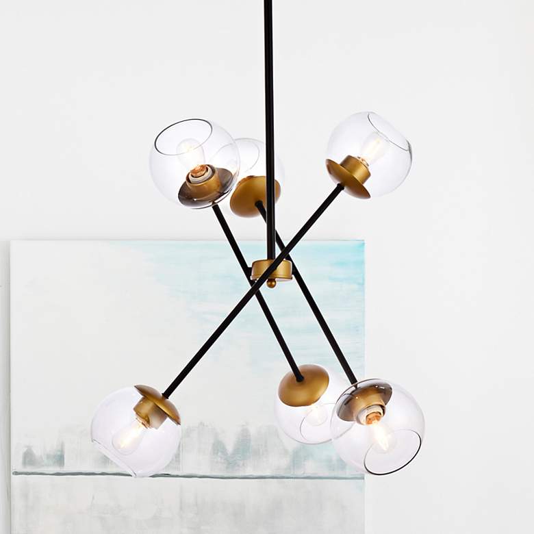 Image 2 Axl 24" Pendant In Black And Brass With Clear Shade
