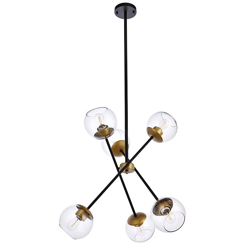 Image 5 Axl 24" Pendant In Black And Brass With Clear Shade more views