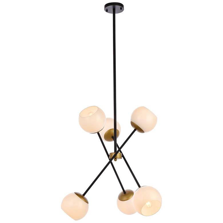 Image 2 Axl 24" Pendant In Black And Brass With White Shade