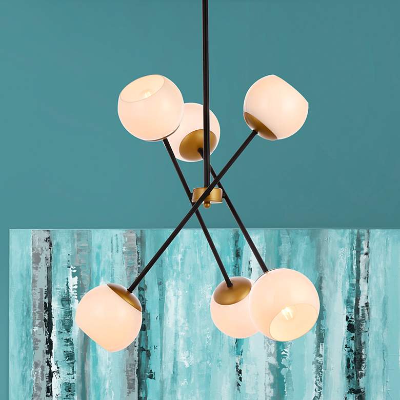 Image 1 Axl 24" Pendant In Black And Brass With White Shade