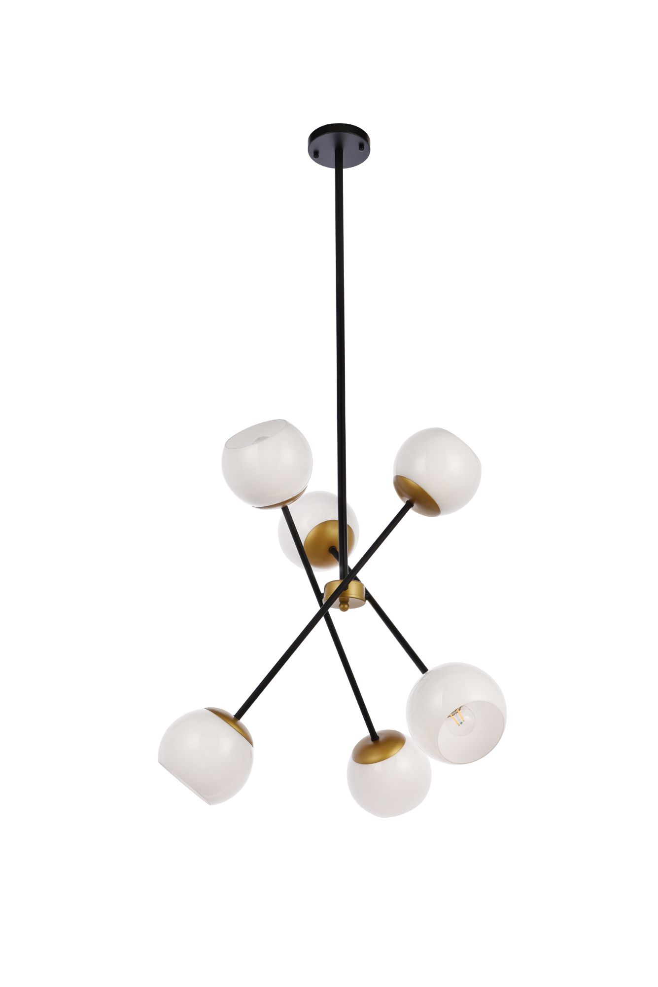 Axl 24" Pendant In Black And Brass With White Shade
