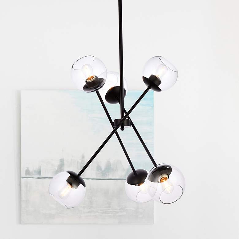 Image 1 Axl 24" Pendant In Black With Clear Shade