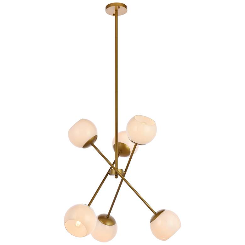Image 1 Axl 24" Pendant In Brass With White Shade