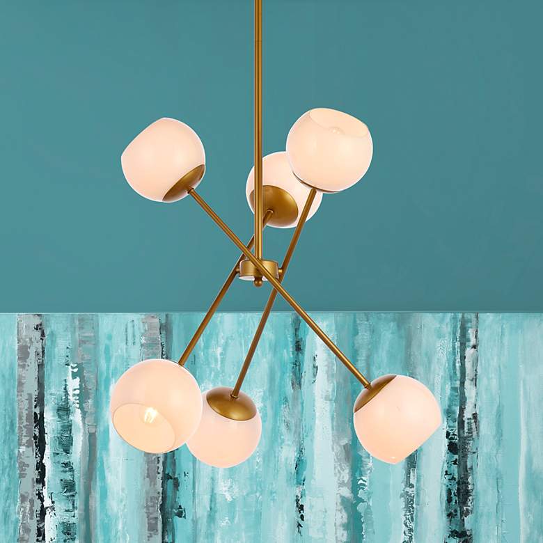 Image 1 Axl 24" Pendant In Brass With White Shade