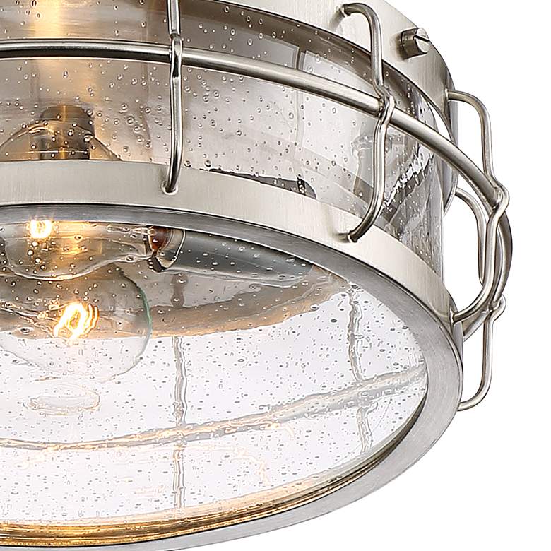 Aya 13 1/4&quot; Wide Satin Nickel Caged Metal Ceiling Light more views