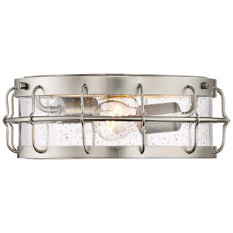 Aya 13 1/4&quot; Wide Satin Nickel Caged Metal Ceiling Light more views