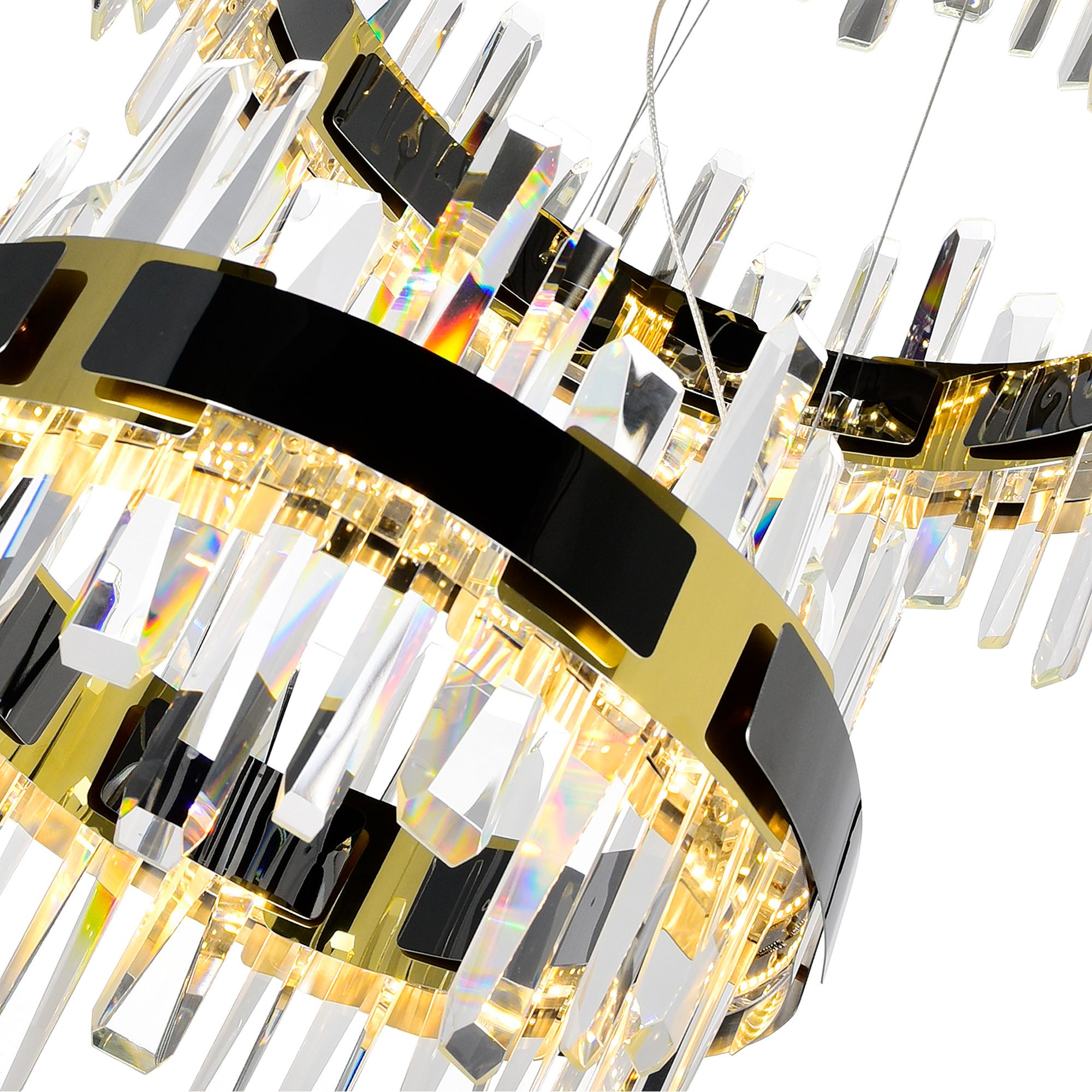Image 4 Aya 3-Tier Integrated LED 32in Pearl Black Chandelier more views