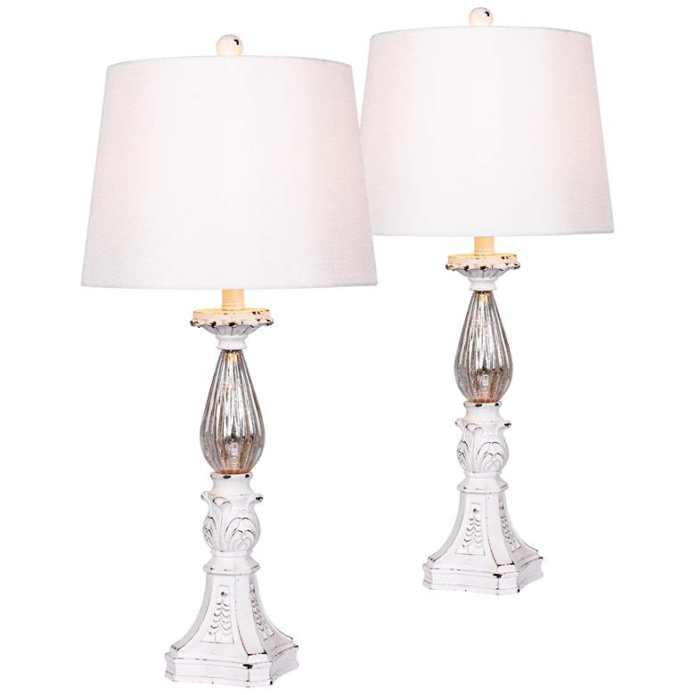 Image 1 Ayla Antique White Candlestick Table Lamp Set of 2