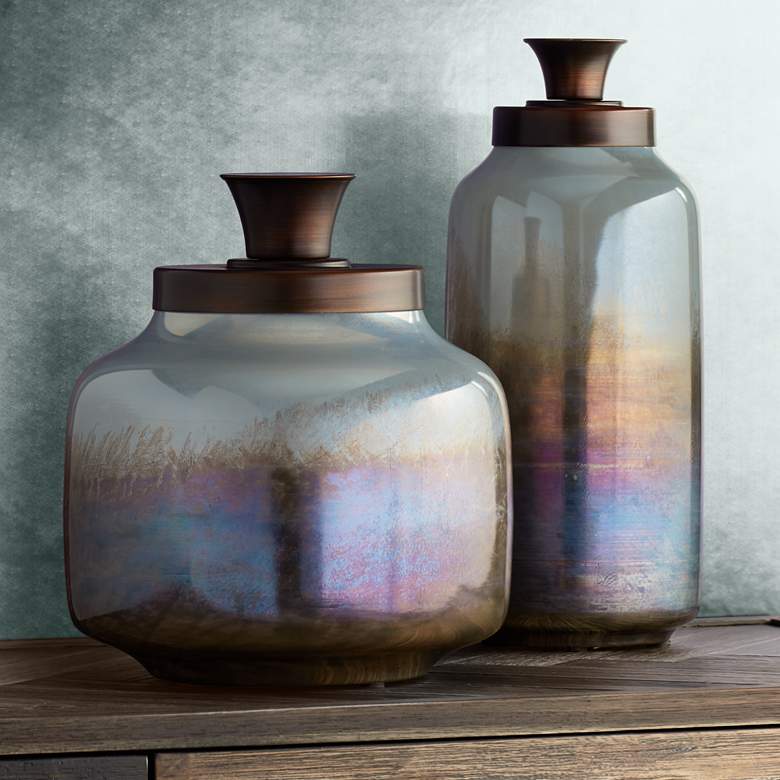 Image 1 Ayla Glass Bronze Decorative Containers Set of 2