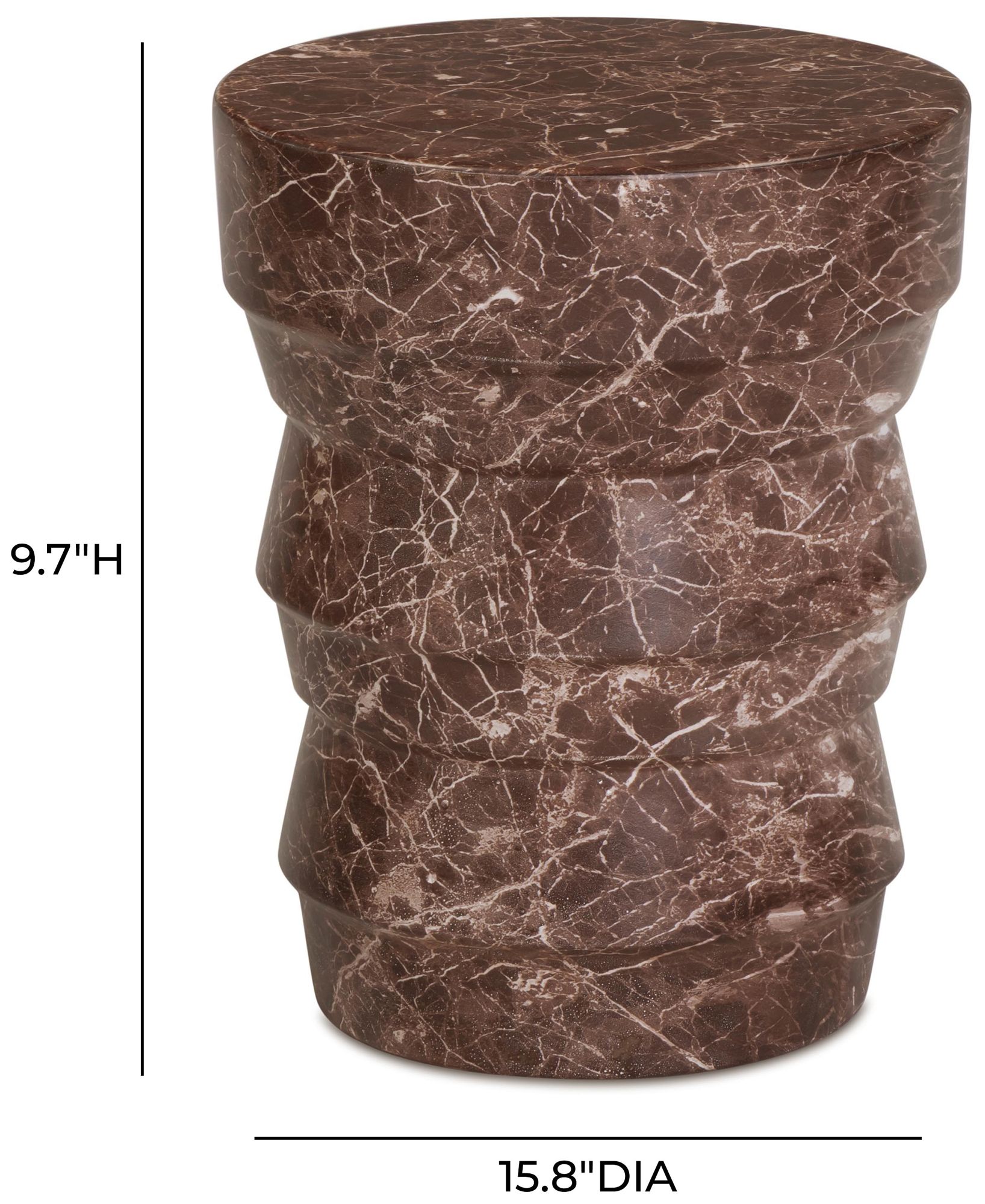 Image 2 Ayon Faux Red Levanto Concrete Indoor/Outdoor Side Table more views