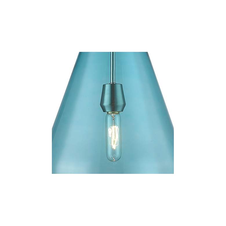 Image 3 Ayra 12" Wide Brushed Nickel Mini Pendant Light with Blue Glass more views