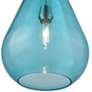 Ayra 12" Wide Brushed Nickel Mini Pendant Light with Blue Glass
