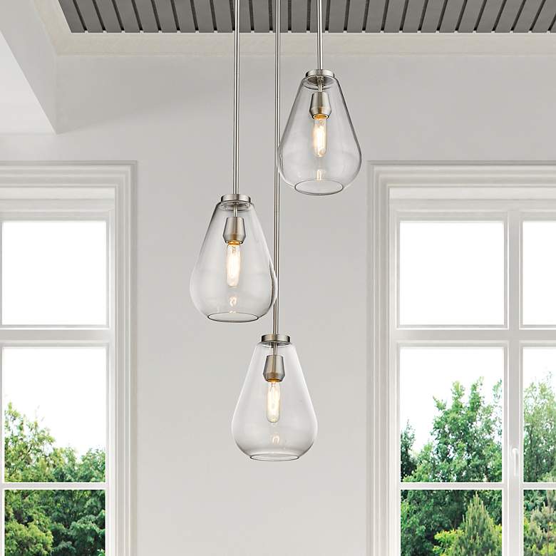 Image 2 Ayra 18" Wide Brushed Nickel Multi-Light Pendant