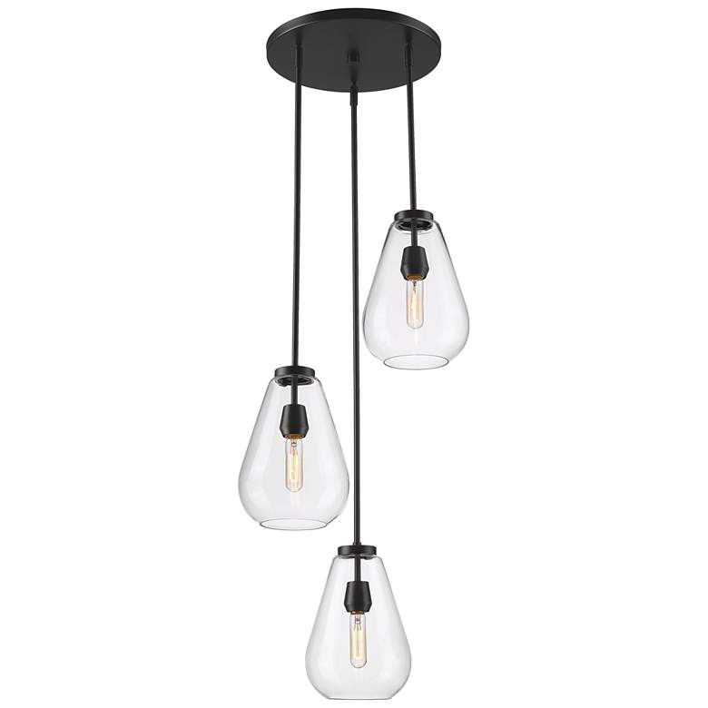Image 1 Ayra 18" Wide Matte Black Multi-Light Pendant