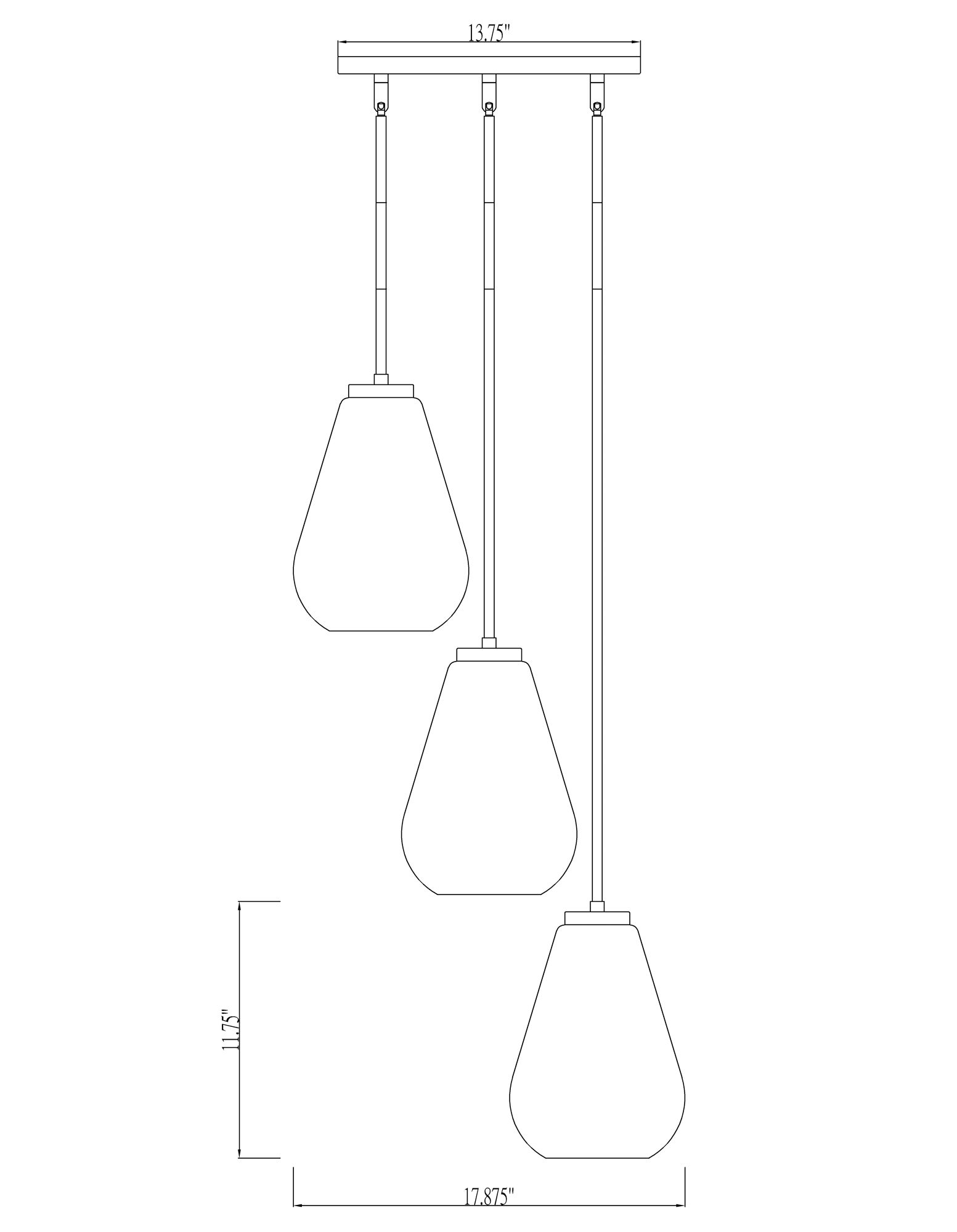 Ayra 18" Wide Matte Black Multi-Light Pendant