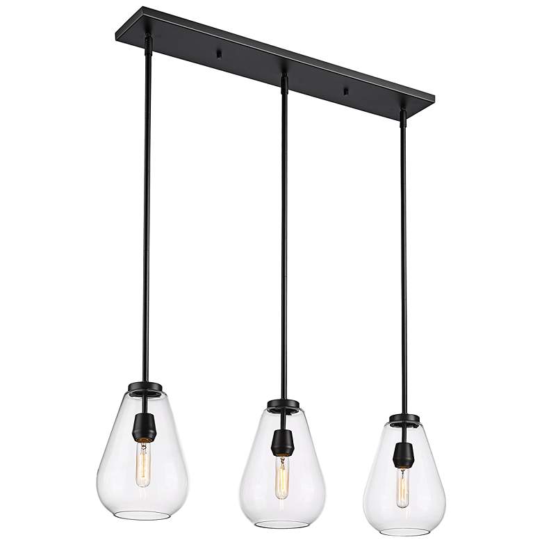 Image 2 Ayra 36" Wide Matte Black 3-Light Linear Pendant