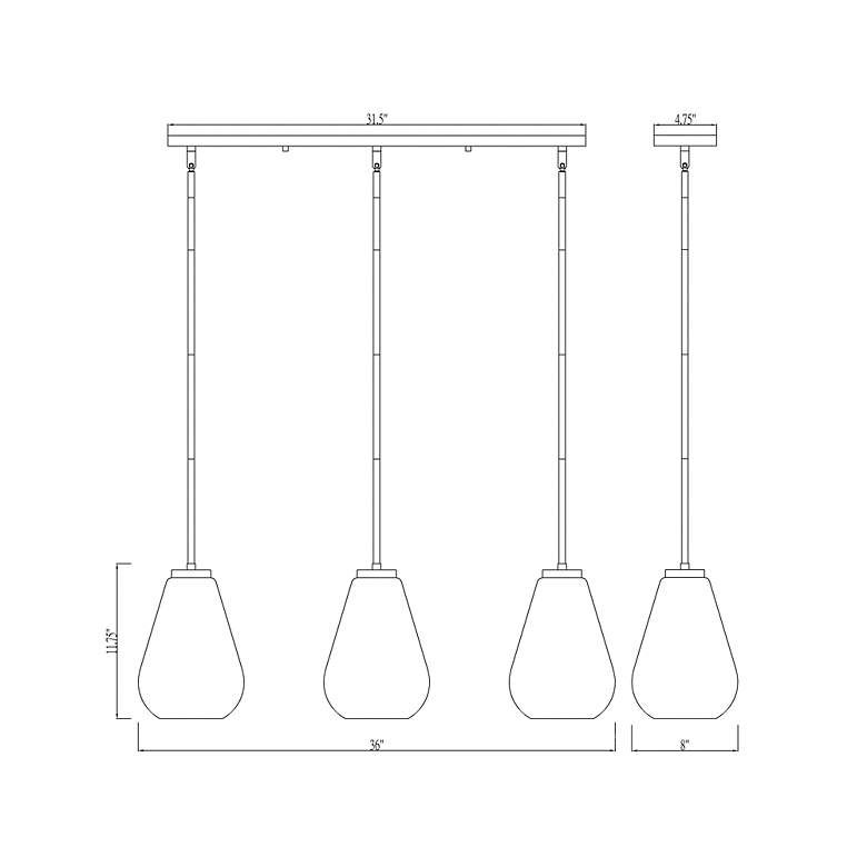 Image 3 Ayra 36" Wide Matte Black 3-Light Linear Pendant more views