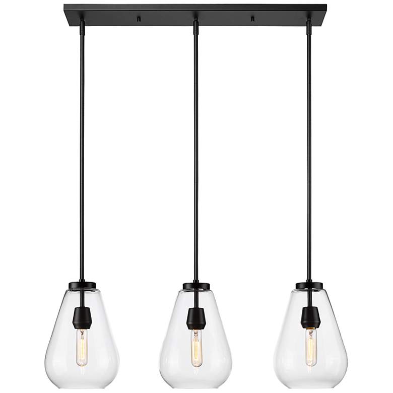Image 5 Ayra 36" Wide Matte Black 3-Light Linear Pendant more views