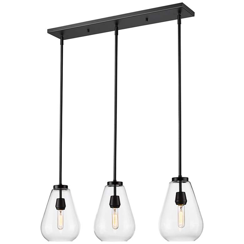 Image 6 Ayra 36" Wide Matte Black 3-Light Linear Pendant more views