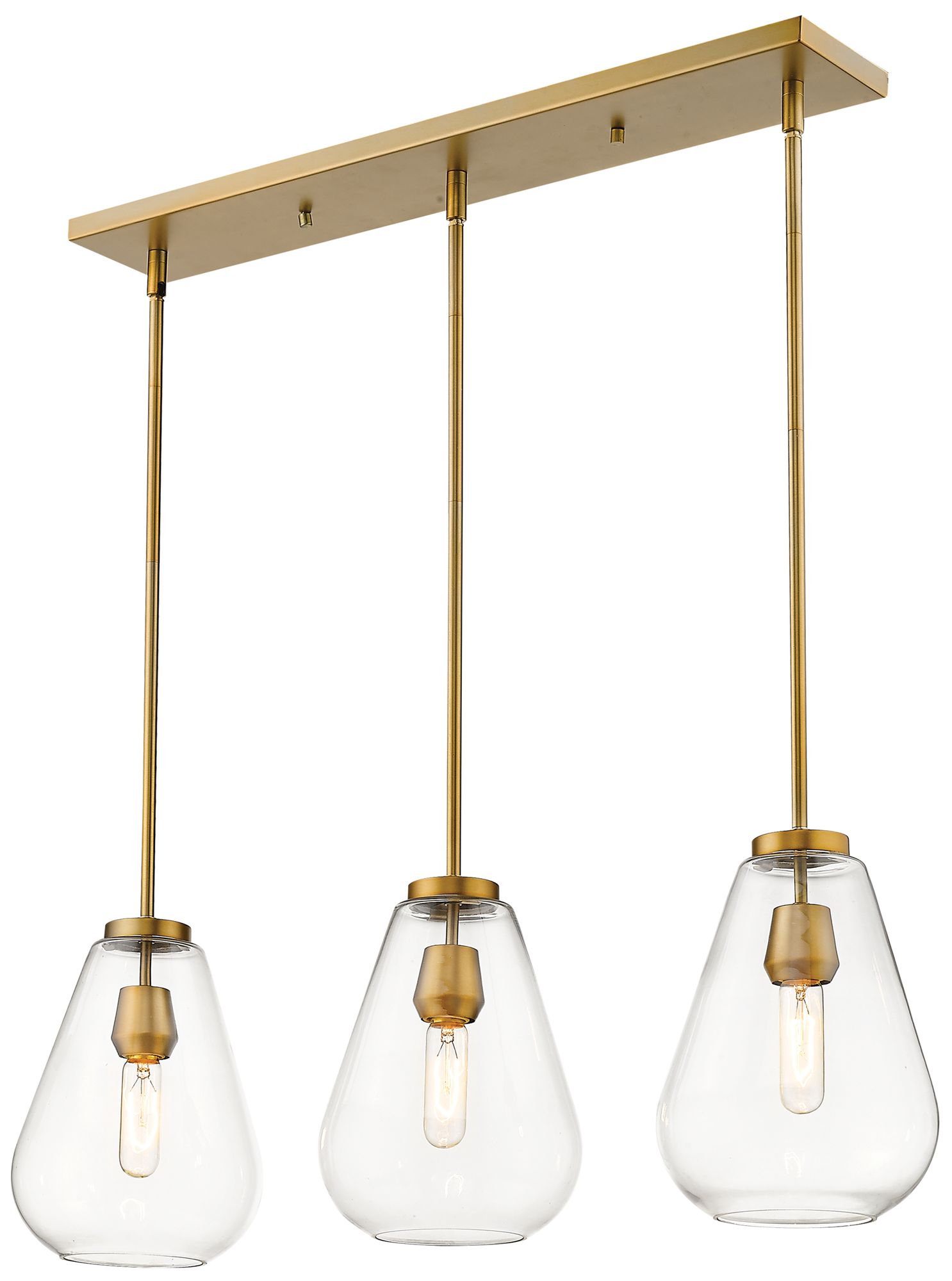 Image 3 Ayra 36" Wide Olde Brass 3-Light Linear Chandelier