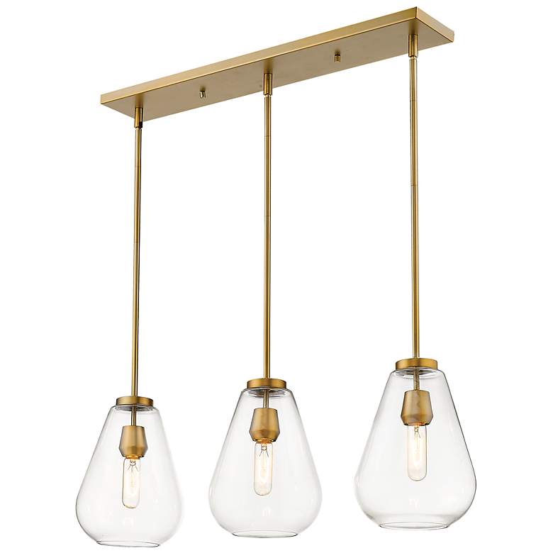 Image 3 Ayra 36" Wide Olde Brass 3-Light Linear Chandelier