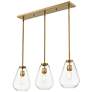 3_Ayra 36" Wide Olde Brass 3-Light Linear Chandelier
