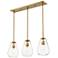 Ayra 36" Wide Olde Brass 3-Light Linear Chandelier
