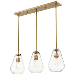 Ayra 36" Wide Olde Brass 3-Light Linear Chandelier