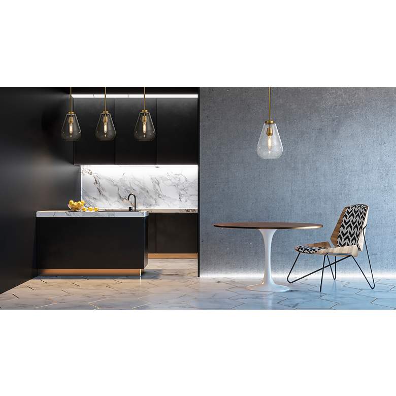 Image 4 Ayra 36" Wide Olde Brass 3-Light Linear Chandelier more views