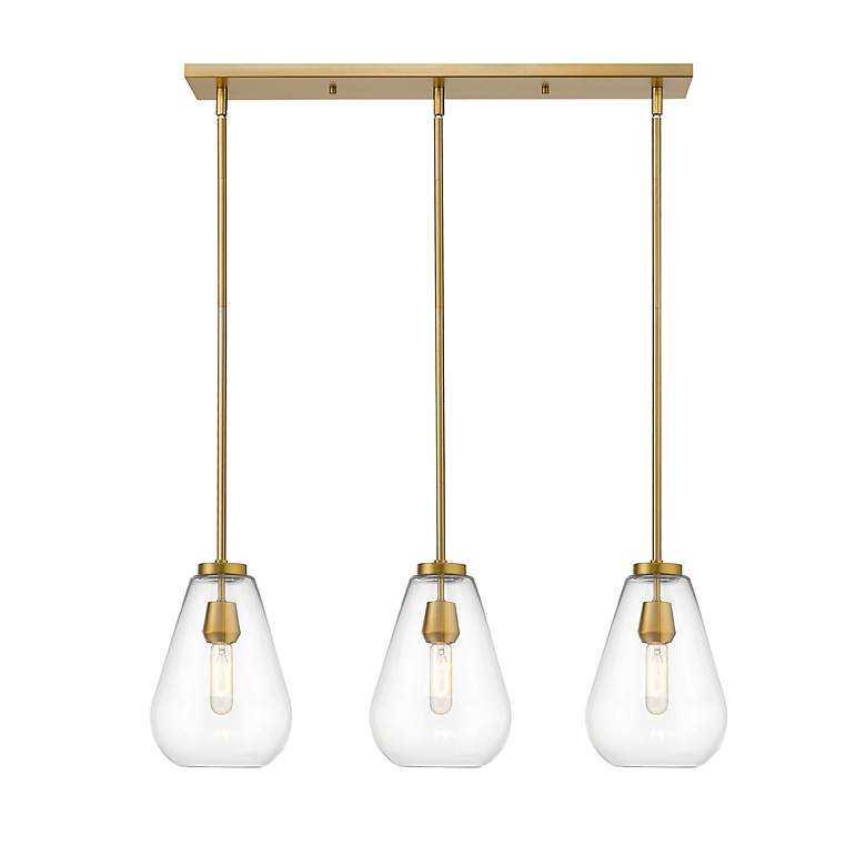 Image 6 Ayra 36" Wide Olde Brass 3-Light Linear Chandelier more views