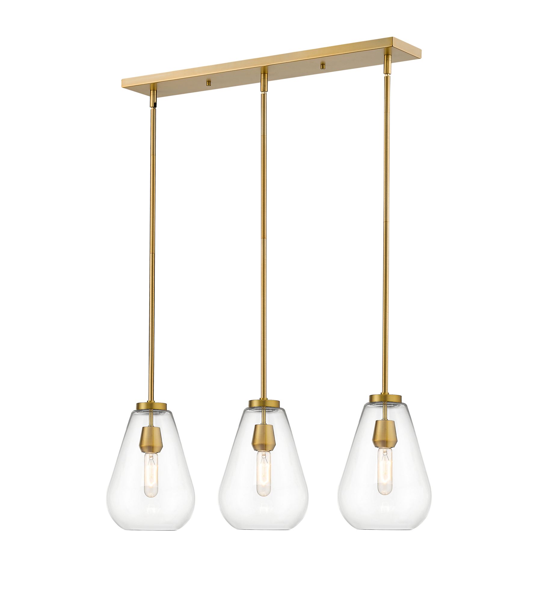 Image 7 Ayra 36" Wide Olde Brass 3-Light Linear Chandelier more views