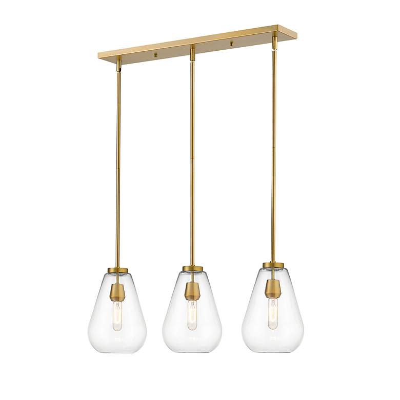 Image 7 Ayra 36" Wide Olde Brass 3-Light Linear Chandelier more views