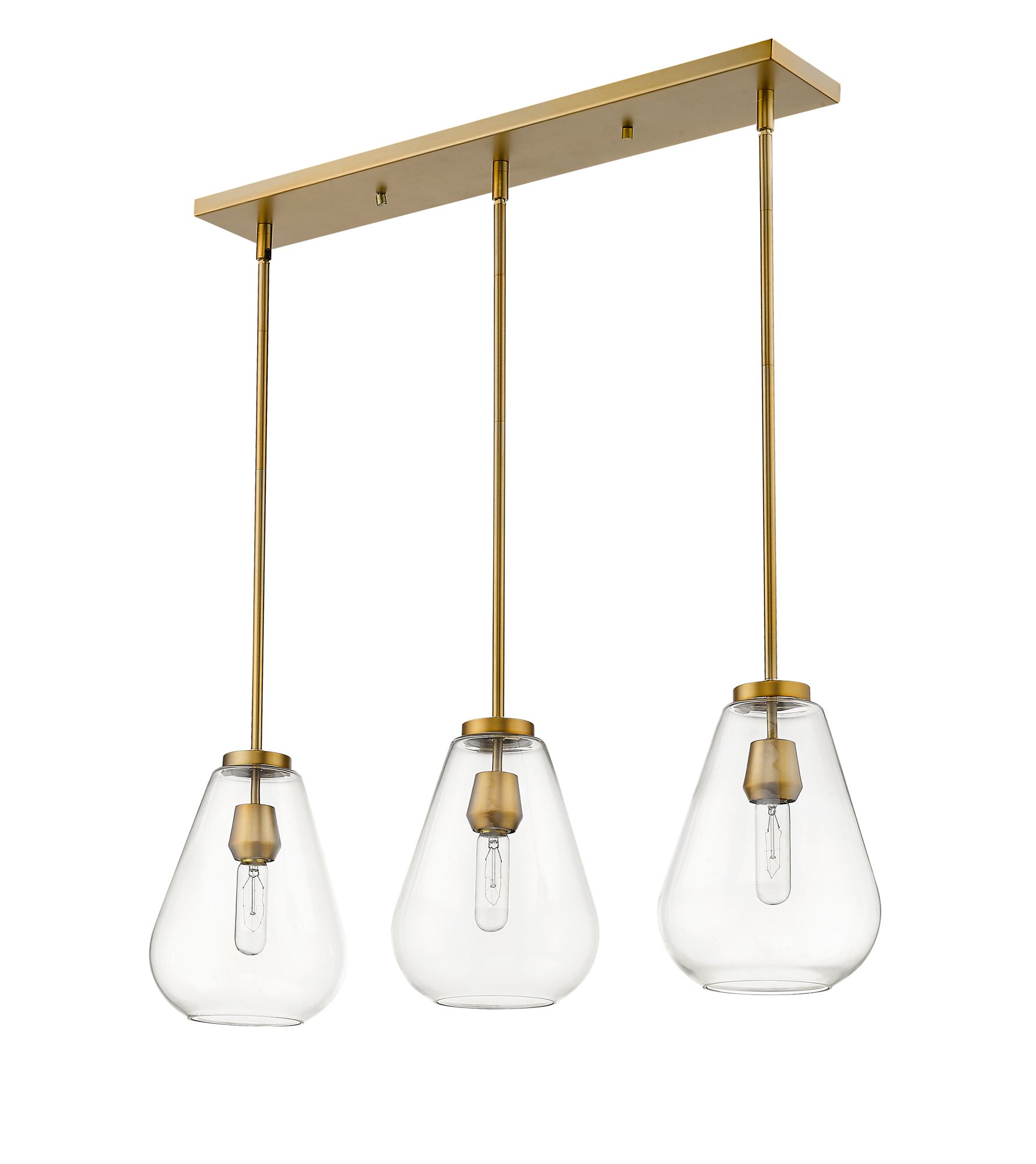 Ayra 36" Wide Olde Brass 3-Light Linear Chandelier in scene