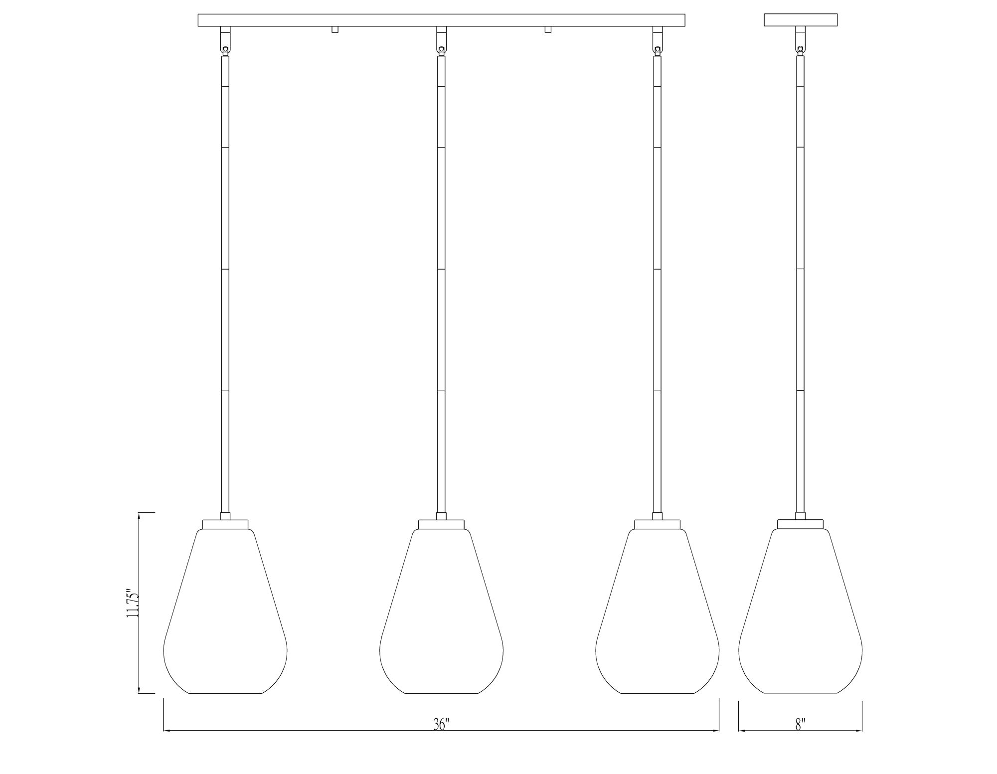 Ayra 36" Wide Olde Brass 3-Light Linear Chandelier in scene