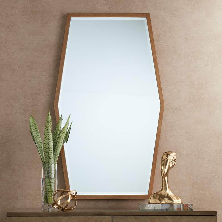Image 1 Ayva Gold 28" x 47" Hexagon Wall Mirror